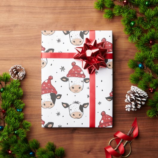 クリスマスコウサンタ かわいい 赤 黒 白 ラッピングペーパー (クリスマスギフト)
