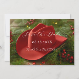クリスマスコウボーイハットのウェディング セーブザデート