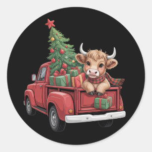 クリスマスコウ トラック農場のハイランドコウ クリスマスギフト ラウンドシール