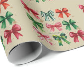 クリスマスコケッツレッドグリーンボウクリスマスシーズンガール ラッピングペーパー (ロールコーナー)