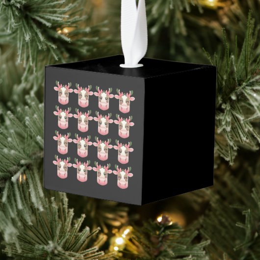 クリスマスコケットハイランドカウウェスタンクリスマス キューブオーナメント (ツリー)