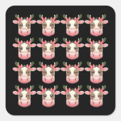 クリスマスコケットハイランドカウウェスタンクリスマス スクエアシール (正面)