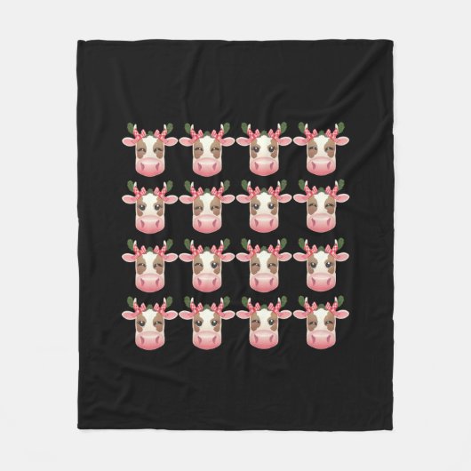 クリスマスコケットハイランドカウウェスタンクリスマス フリースブランケット (正面)