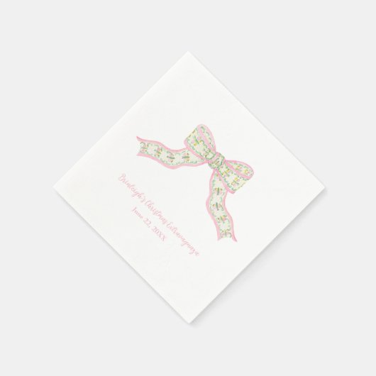 クリスマスコケットピンクグリーンボウナプキンス スタンダードカクテルナプキン (角)