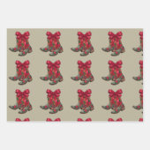 クリスマスコケットブーツウェスタン女性のカーボーイクリスマス ラッピングペーパーシート (正面)