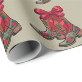 クリスマスコケットブーツウェスタン女性のカーボーイクリスマス ラッピングペーパー (ロールコーナー)