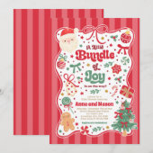 クリスマスコケットボウベビーシャワー Bundle Of Joy 招待状 (正面/裏面)