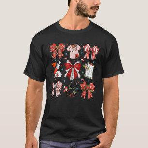 クリスマスコケットボウRNナース聴診器クリスマスN Tシャツ