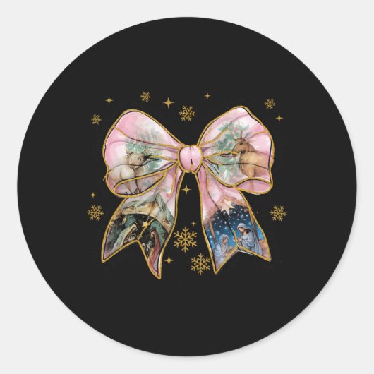 クリスマスコケット弓イエスキリスト教のバイブル聖句ナティ ラウンドシール (正面)