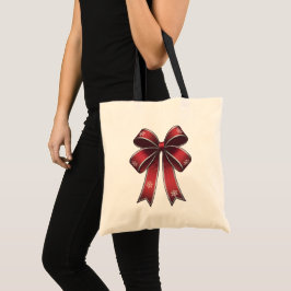 クリスマスコケット レッドボウ スノーフレーク トートバッグ