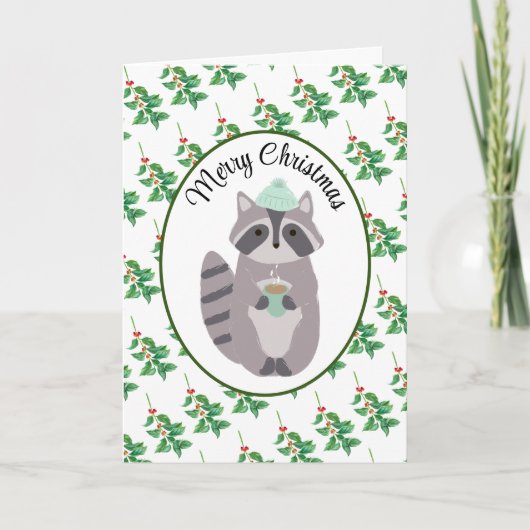 クリスマスココアを飲む フォールディンググリーティングカード カード (正面)