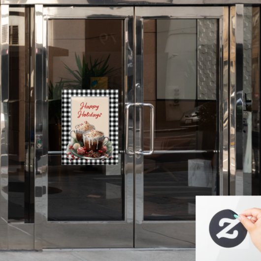 クリスマスココアカスタマイズ可能 ウィンドウサイン (オフィスドア)