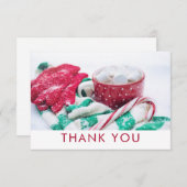 クリスマスココアキャンディーケーンスカーフ&ミッツありがとう サンキューカード (正面/裏面)