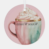 クリスマスココア金ゴールド赤面ピンクミントウォームウィッシュ ガラスオーナメント (裏面)