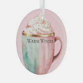 クリスマスココア金ゴールド赤面ピンクミントウォームウィッシュ ガラスオーナメント (正面右)