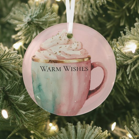 クリスマスココア金ゴールド赤面ピンクミントウォームウィッシュ ガラスオーナメント (インサイチュ)
