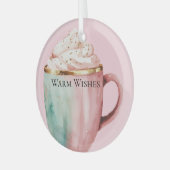 クリスマスココア金ゴールド赤面ピンクミントウォームウィッシュ ガラスオーナメント (正面左)
