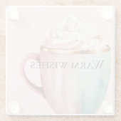 クリスマスココア金ゴールド赤面ピンクミントウォームウィッシュ ガラスコースター (裏面)