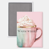 クリスマスココア金ゴールド赤面ピンクミントウォームウィッシュ マグネット (正面/裏面)