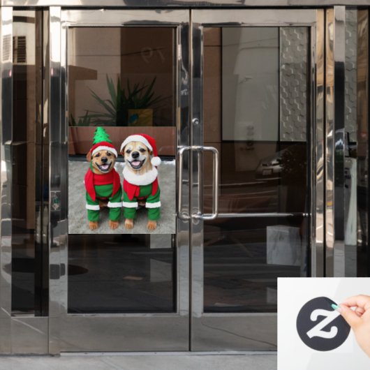 クリスマスコスチューム2頭 ウィンドウサイン (オフィスドア)