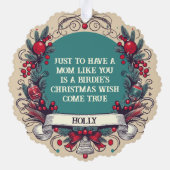 クリスマスコッカティエルホリデーリースペットバードネーム オーナメントカード (裏面)