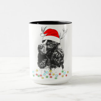 クリスマスコッカースパニエル犬ドッグおもしろいクリスマスサンタドッグ マグカップ