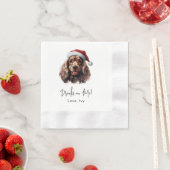 クリスマスコッカースパニエル犬ドッグドリンク 縁ありカクテルナプキン (インサイチュ)