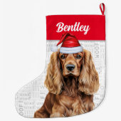クリスマスコッカー・スパニエル+犬の名前 ラージクリスマスストッキング (裏面)