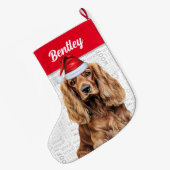クリスマスコッカー・スパニエル+犬の名前 ラージクリスマスストッキング (裏面 (吊り時))