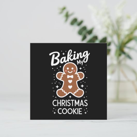 クリスマスコッキーを焼く マタニティ 妊娠 シーズンカード (スタンド正面)