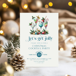 クリスマスコックテイルパーティーの招待状 Let's Get Jolly 招待状