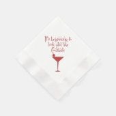 クリスマスコックテールレトロ50sスタイルホリーレッド 縁ありカクテルナプキン (角)