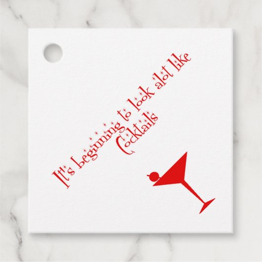 クリスマスコックテールレトロ50sスタイル紙ナプキンス フェイバータグ (正面)