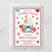 クリスマスコッコとココアの誕生日ブルー 招待状 (正面)