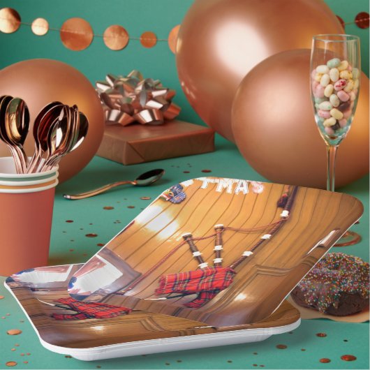 クリスマスコットランドミュージカルバグパイプギフトプレート ペーパープレート (複数)