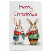 クリスマスコットンラビット カップル ミディアムペーパーバッグ (正面)