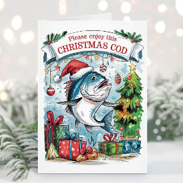 クリスマスコッドの面白い釣りクリスマスカード シーズンカード