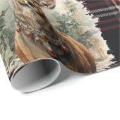 クリスマスコティッシュタータンチェックダークレッドトナカイ ラッピングペーパー (ロールコーナー)