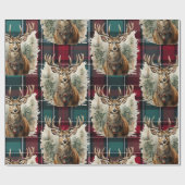 クリスマスコティッシュタータンチェックデニムブルートナカイ ラッピングペーパー (フラット)