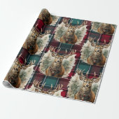 クリスマスコティッシュタータンチェックデニムブルートナカイ ラッピングペーパー (アンロールド)