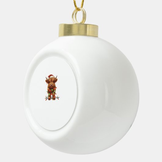 クリスマスコティッシュハイランドクラシックカウシャツTシャツ セラミックボールオーナメント (右)