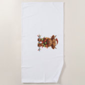 クリスマスコティッシュハイランドクラシックカウシャツTシャツ ビーチタオル (正面)