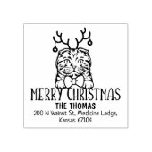 クリスマスコティッシュフォールドキャット差出人住所 ラバースタンプ (インプリント)