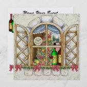 クリスマスコテージの窓からの招待 -SRF- 招待状 (正面/裏面)