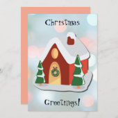 クリスマスコテージアートホリデーフラットカード シーズンカード (正面/裏面)