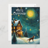 クリスマスコテージドッグウィンターナイト シーズンポストカード (正面/裏面)