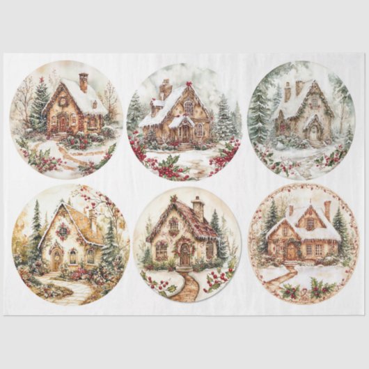 クリスマスコテージラウンド 薄葉紙 (正面)