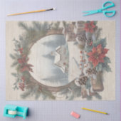 クリスマスコテージヴィンテージリースパインデクページ 薄葉紙 (クラフト)