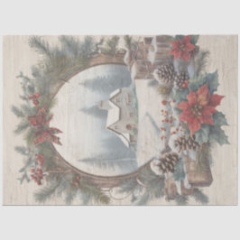 クリスマスコテージヴィンテージリースパインデクページ 薄葉紙