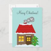 クリスマスコテージ雪の家カスタムの冬の休日 シーズンポストカード (正面/裏面)